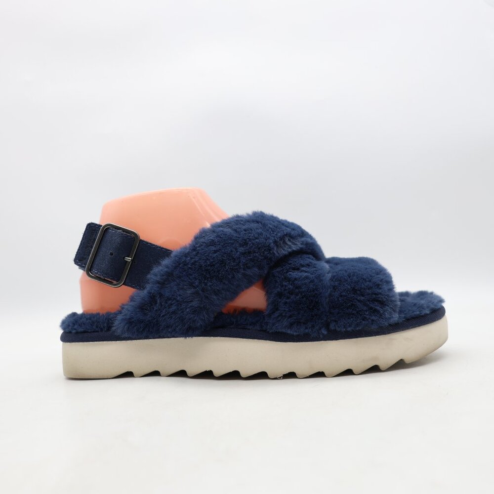 Koolaburra UGG Faux Fur Fuzz-ee Women's US Size 8 Sandals Blue Sandals 1117190
